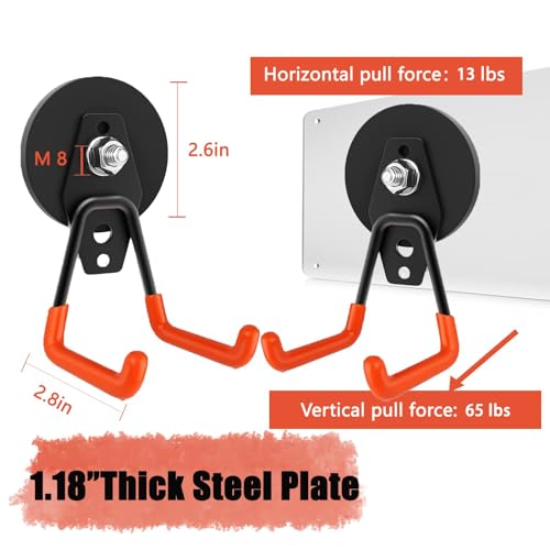 Heavy Duty Magnetic Garage Hook (Medium L/4pack13-65lbs)