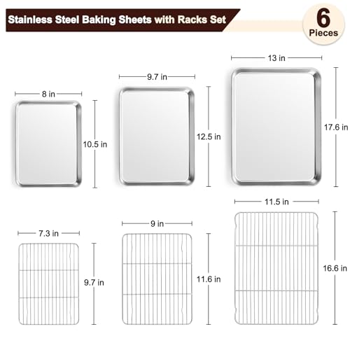 Baking Sheet with Rack Set (17.6"& 12.5" & 10.5")