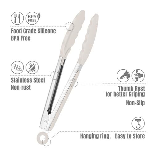 Small Silicone Kitchen Tongs 7 (Black Grey White Gradient)