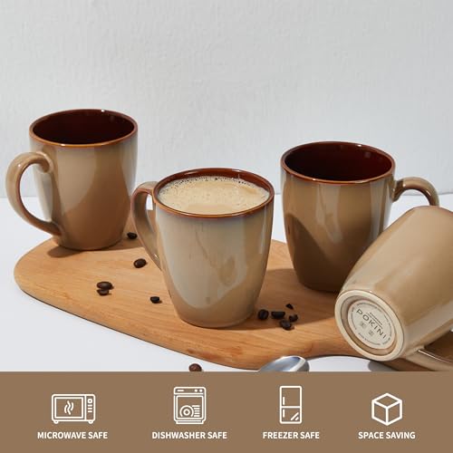 Coffee Mug 14oz (Brown Yellow / 4 Count (Pack of 1))