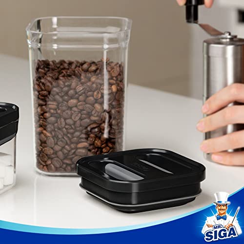 6 Piece Airtight Food Storage Container Set for Pantry Organization (Black)