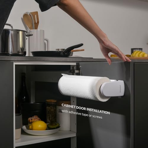 ONE Hand Simple Tear Paper Towel Holder Under Cabinet