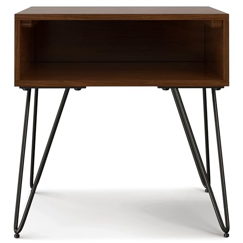 Hunter 22" Wide Metal Rectangular End Table in Walnut (End Table / 22 inch / Walnut Veneer)