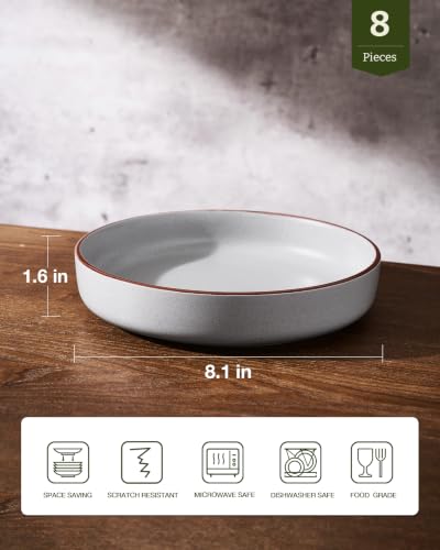 Mercury Pasta Bowls Set of 8 (Light Gray / 8 pcs)