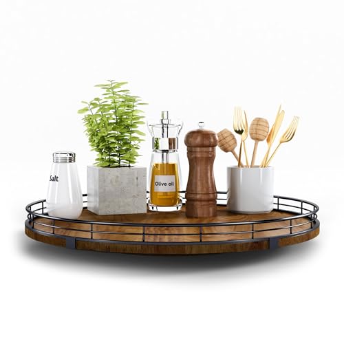16 Inch Farmhouse Oak Lazy Susan Organizer