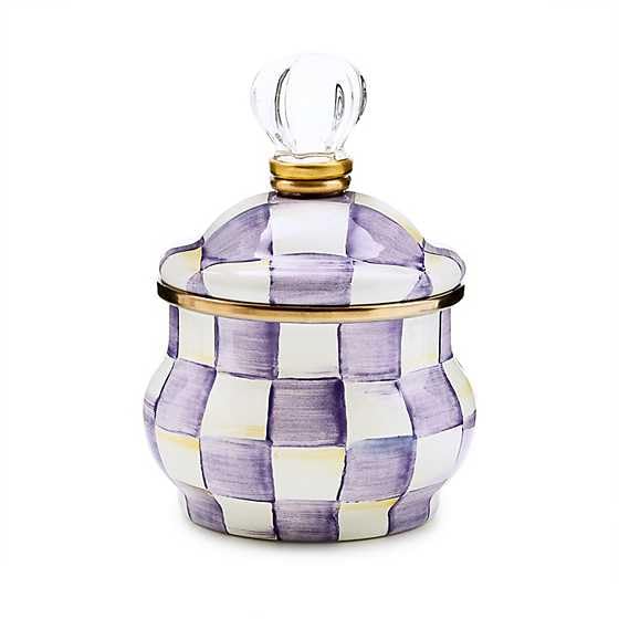 Enamel Lidded Sugar Bowl (Violet Check)