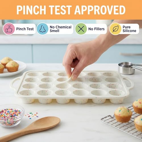 Silicone Mini Muffin Pan (Cream / Mini (24 Cups Pan, Pack of 2))