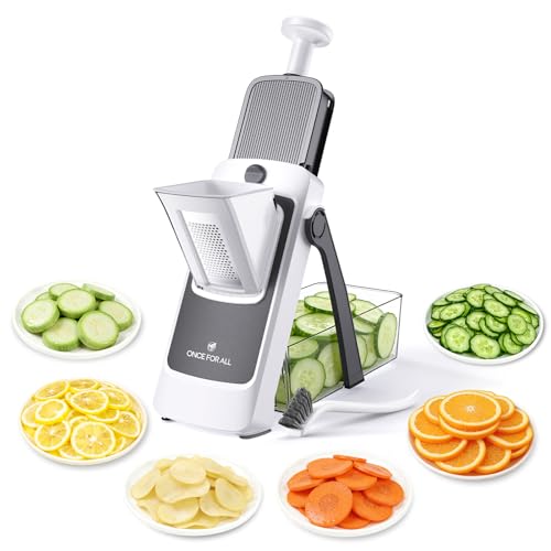 Safe Mandoline Slicer For Kitchen (Gray+White)