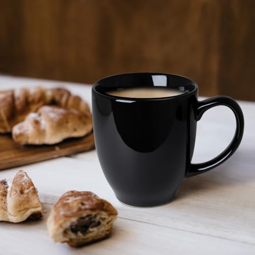 Durable 16oz Black Ceramic Coffee Mug (Black-1)