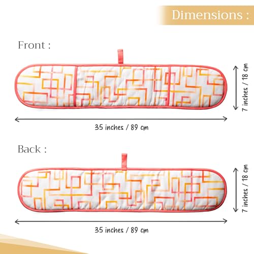 Double Oven Mitts 100% Cotton Double Oven Glove (073 - Summer Maze / 7" x 35" (Double Oven Mitt))