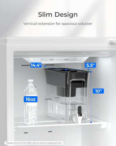 WFD-40L-L Water Filter Dispenser with 3 Filters, 35-Cup Large Capacity, 200-Gallon Long-Life, Faster Filtration, Reduces Chlorine, PFOA/PFOS and More, BPA Free, Black (Black)
