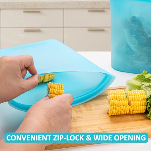 Reusable Food Storage Bags Extra Large (Blue | XL | 4 Pack)
