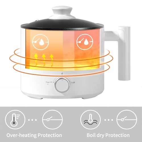 Hot Pot Electric Pot for Cooking Ramen Cooker 1.6L College Dorm Room Essentials Mini Hotpot Shabu Shabu Pot 110V Noodle Cooker Non Stick