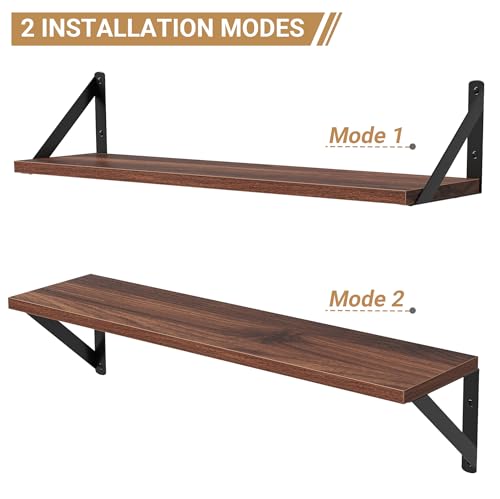 Floating Shelves for Wall (Walnut / 23.62"W x 5.9"D x 5.4"H,Set of 3)
