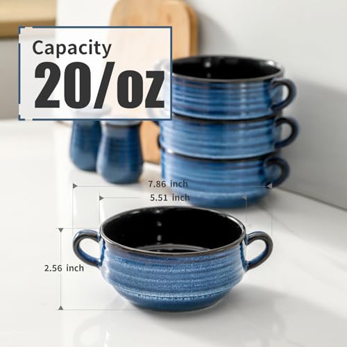 Ceramic Soup Bowls (Blue / 20oz - 6pcs)