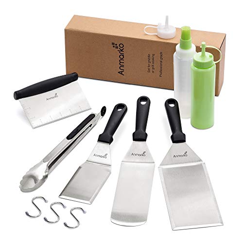 Metal Spatula and Scraper Set (Plastic Handle Set + Tongs and Bottles)