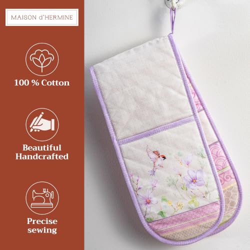 Double Oven Mitts 100% Cotton Double Oven Glove (092 - Magnolia Mornings / 7" x 35" (Double Oven Mitt))