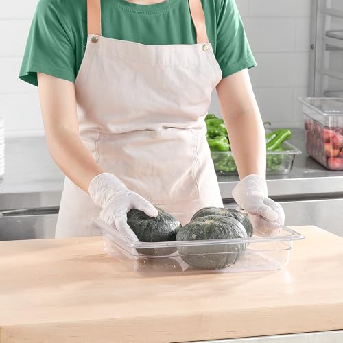6 Pack Half Size Food Pan 2.5 Inch Deep Food Storage Container for Commercial Business Clear Stackable Polycarbonate Pans for Food Prep BPA Free Freezer (1/2 Size / 2-1/2” Deep)