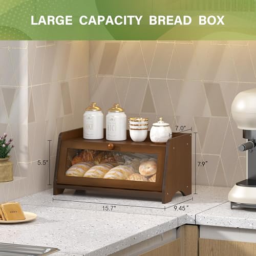 Double Layer Bread Box for Kitchen Countertop (Brown / 1 Tier)