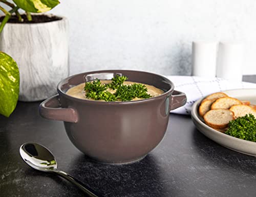 French Onion Soup Crocks with Lids & Handles (Dark Mauve)