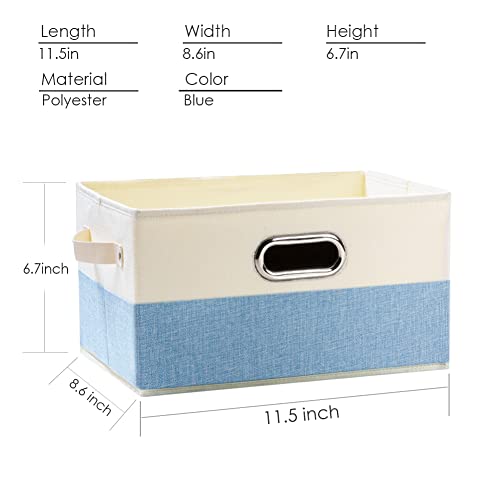 Fodable Storage Bins for Closet [3 (Blue&Cream / Medium(3-Pack))