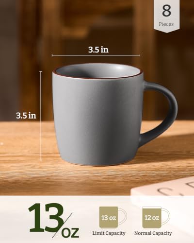 Mercury Coffee Mugs 13 oz (Mercury- Dark Grey / 8 Count (Pack of 1))