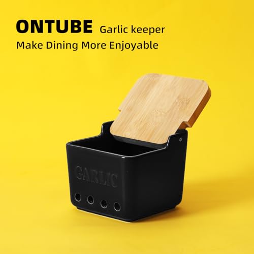 Garlic Keeper with Lid (Black)