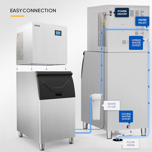 550LBS 24H Commercial Ice Maker Machine with 300LBS Storage Bin (550lbs/Day with 300lbs Bin)