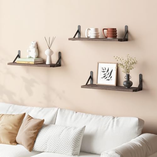 16.5in Floating Shelves for Wall Home Decor (Brown / 16.5 x 6.1 x 0.59 inches)
