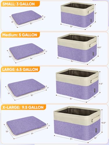 4 Pack Fabric Closet Storage Bins for Shelves (Lavender / 4PCS/Large-15x11x9.5)