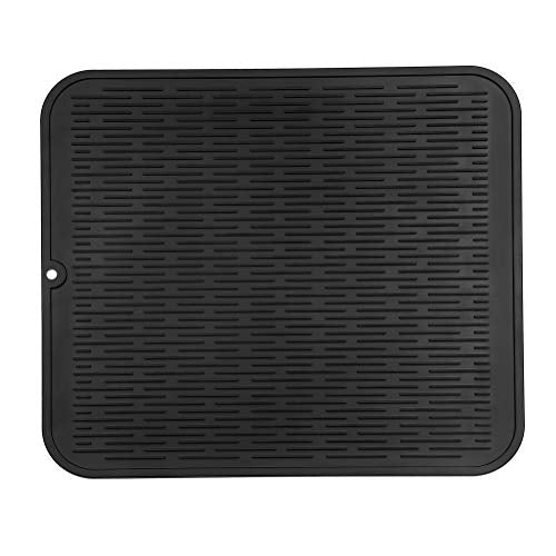 Silicone Dish Drying Mat for Multiple Usage (Black / 18"L x 16"W)