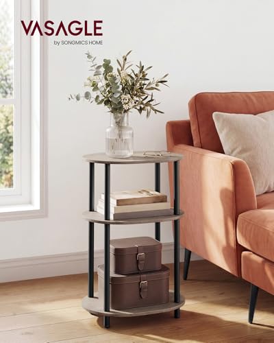 Side Table Small End Table (Heather Greige + Ink Black)