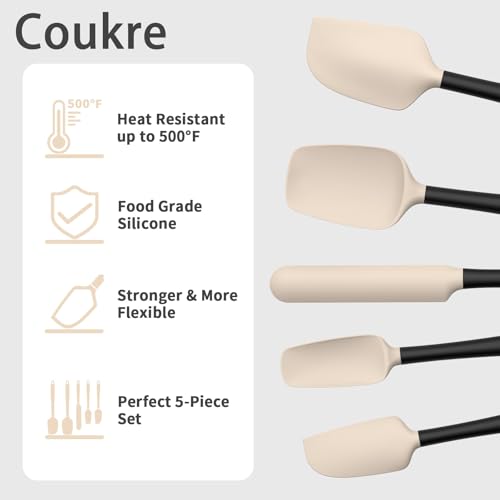 Silicone Spatula Set of 5 (Beige Black)