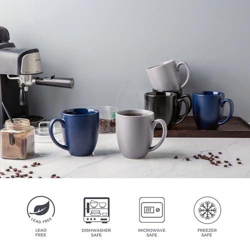 16 oz Coffee Mugs Set of 6 (Matte Blue)