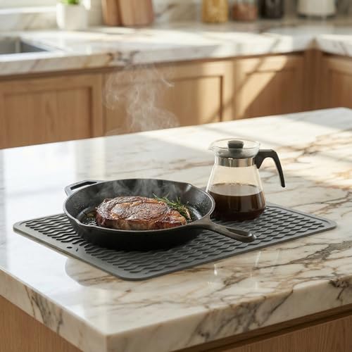 Silicone Dish Drying Mat (Gray / 16"L x 12"W)