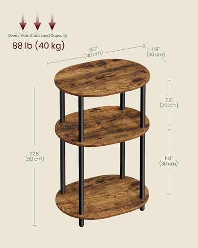 Side Table Small End Table (Rustic Brown + Ink Black)