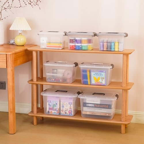 4 Packs 6 QT Plastic Storage Bins with Latching Lids Stackable Storage Containers for Organizing Clear Storage Box for Garage (6.0QT / 4 PACK GREY)