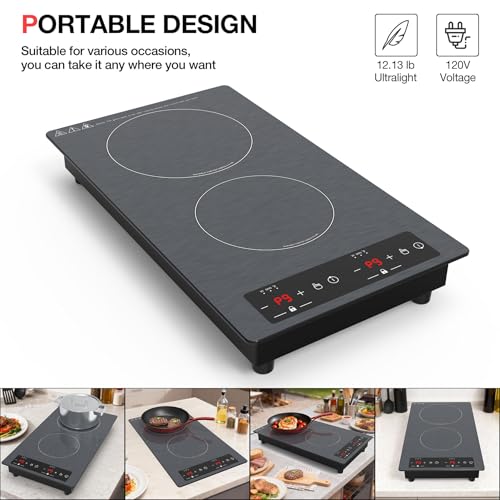 Double Induction Cooktop 110v (Gray 2 Burner)