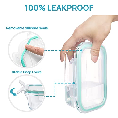 8 Pack Glass Food Storage Containers with Airtight Lids (Multi-colors)