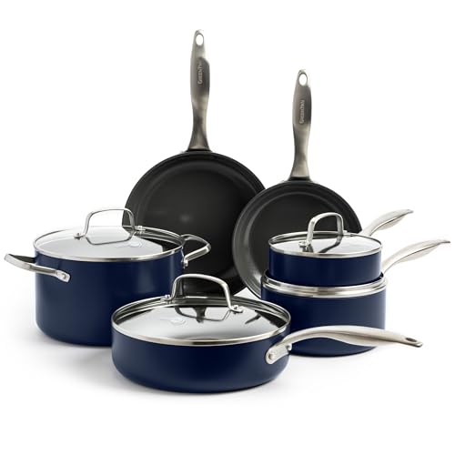 Canterbury 10 Piece Cookware Pot and Pans Set (10 Piece Cookware Set / Oxford Blue)