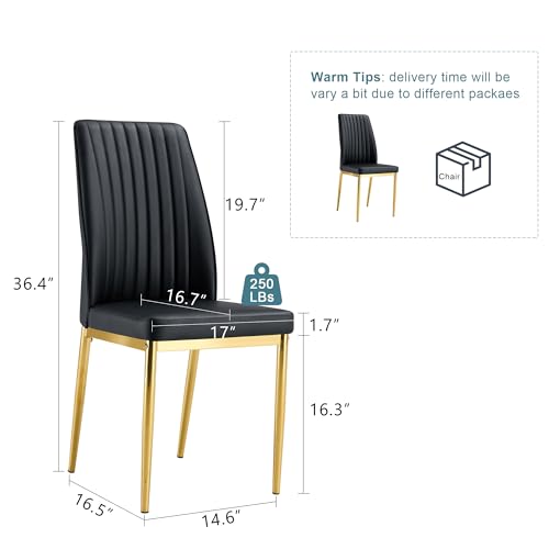 Black Dining Chairs Set of 8 Modern PU Leather Kitchen Chairs with Metal Legs Armless Upholstered Chair for Dinner Room (G- Black)