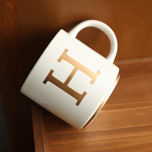 Monogram Ceramic Mugs (gold-H)