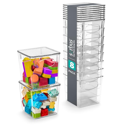 Clear Toy Storage Bins with Lids (Small / 8 Pack)