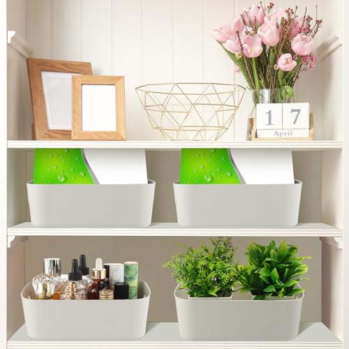 Grayish White Plastic Storage Bins (Grayish white / 8 x 5.7 x 3 Inch)