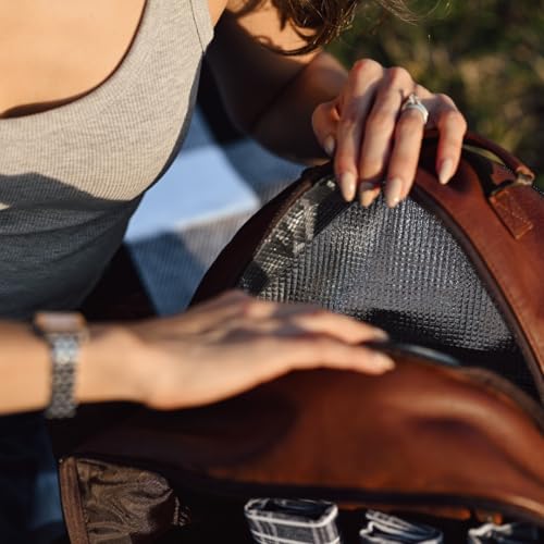 Genuine Leather Picnic Backpack for 4 (Brown)