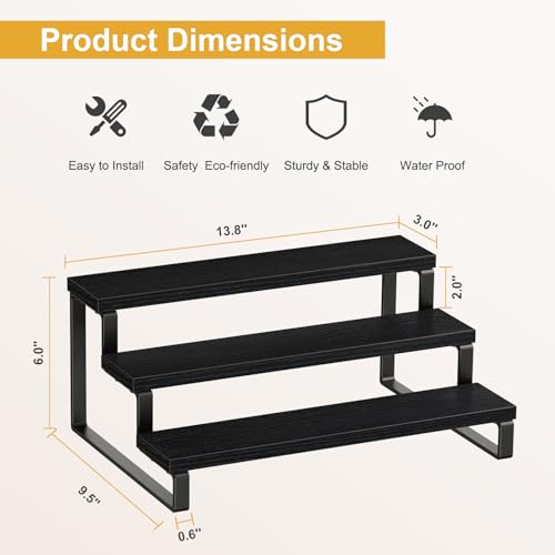 3 Tier Spice Rack (Black, 3 Tier, 2 Pack / 3 Tier 2 Pack)