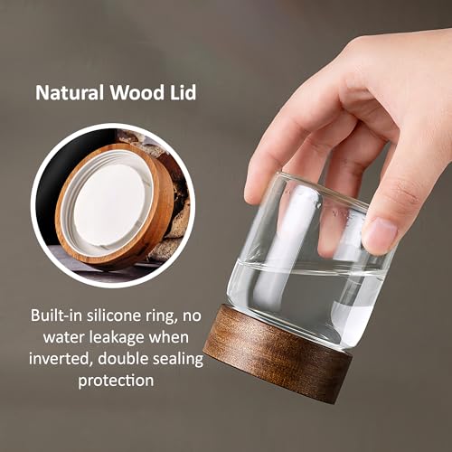 12 oz 350 ml Clear Glass Storage Canister with Airtight Wooden Lid (12 fl oz (4 Pack))