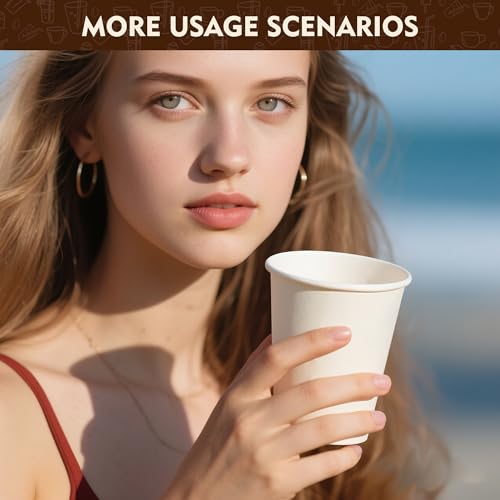 16 oz 200 Pack White Disposable Paper Coffee Cups (White / 16 oz)