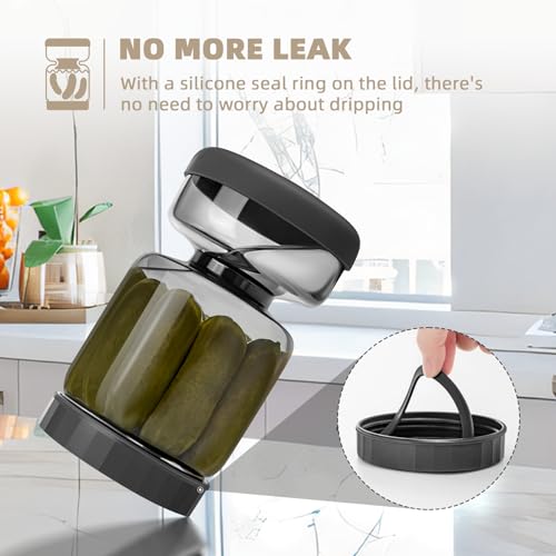 Pickle Jar with Strainer Flip (34oz Grey)