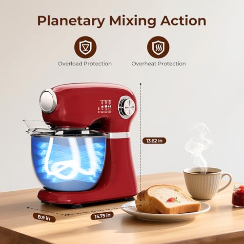 5.3 Quart Electric Stand Mixer With 12 Speed (Red / 5.3 quart)